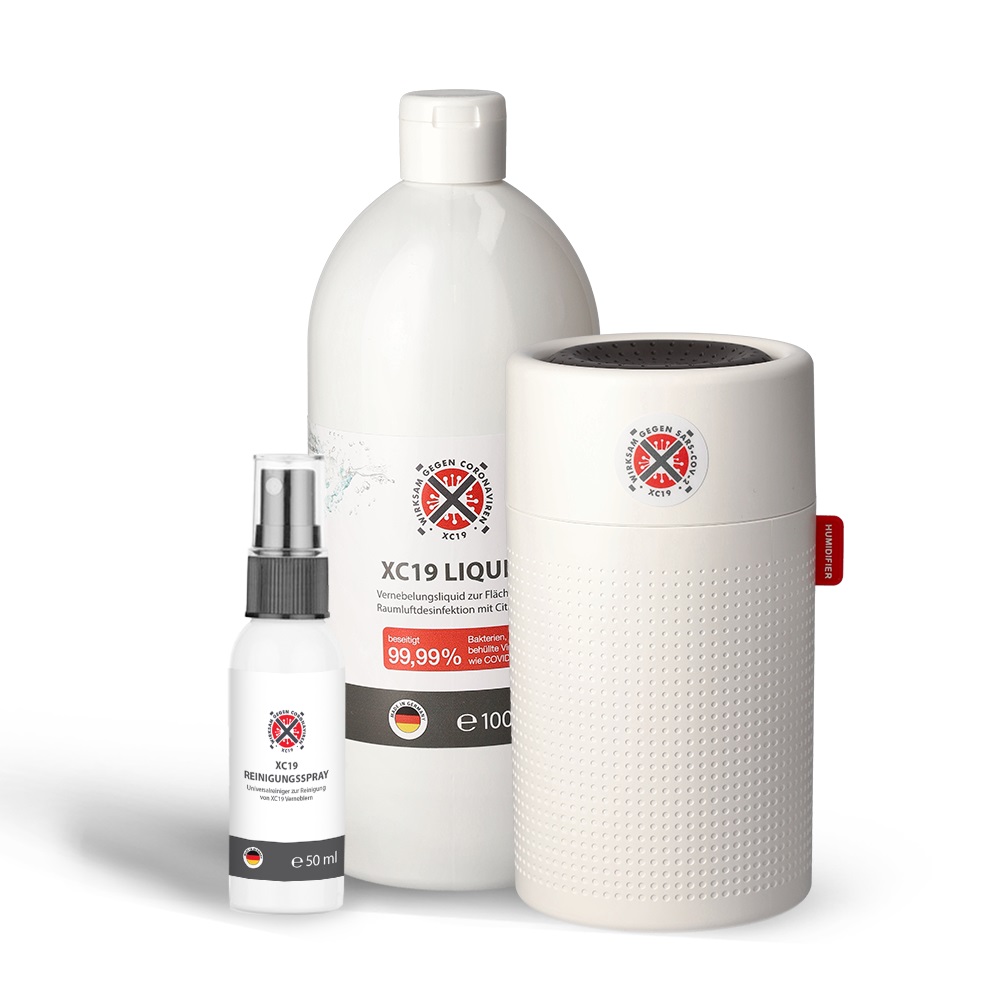 XC19 Paket XC19 Liquid 1L + XC19 Vernebler XM 750ml Weiß + XC19 Reinigungspray