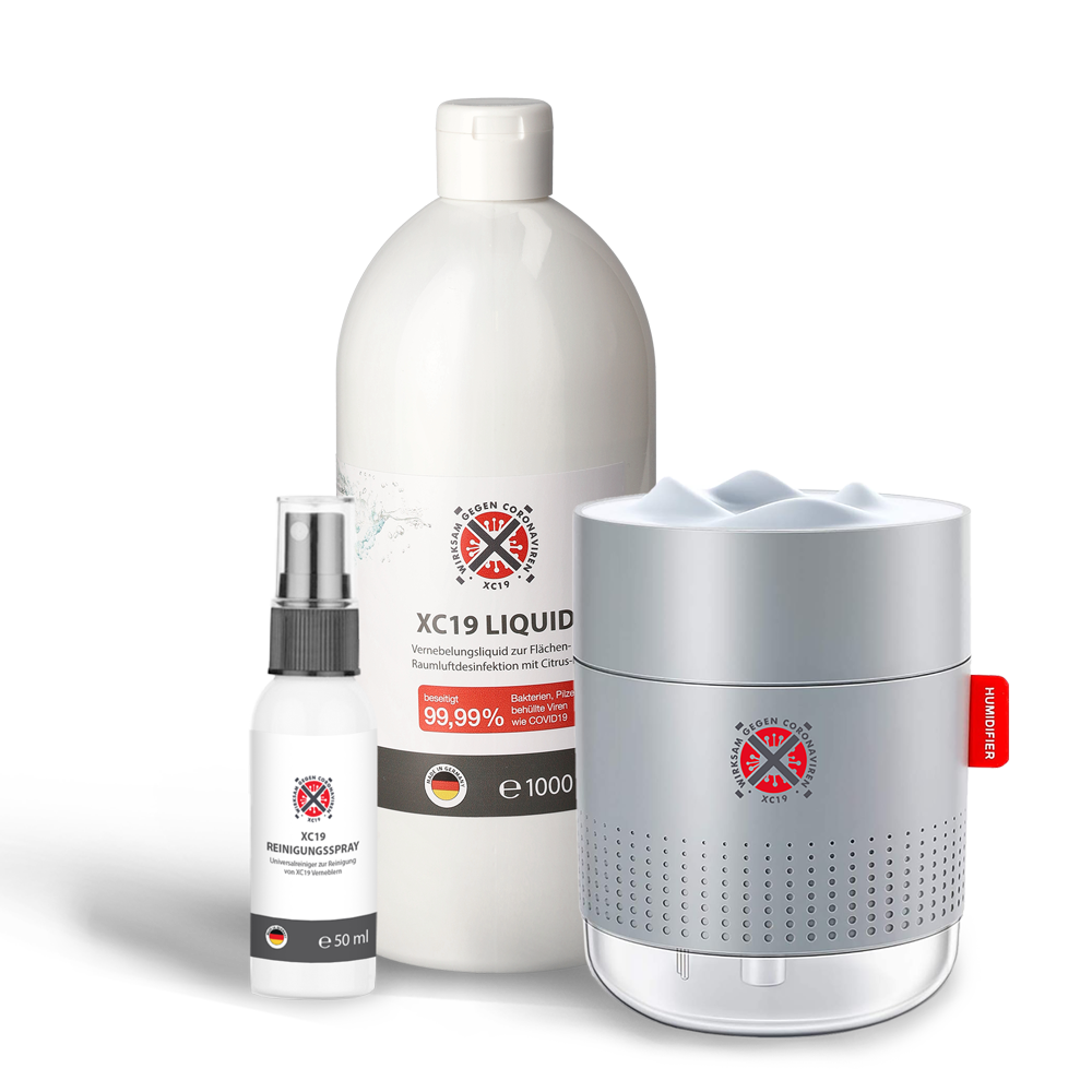 XC19 Paket XC19 Liquid 1L + XC19 Vernebler XC 500ml Grau + XC19 Reinigungspray