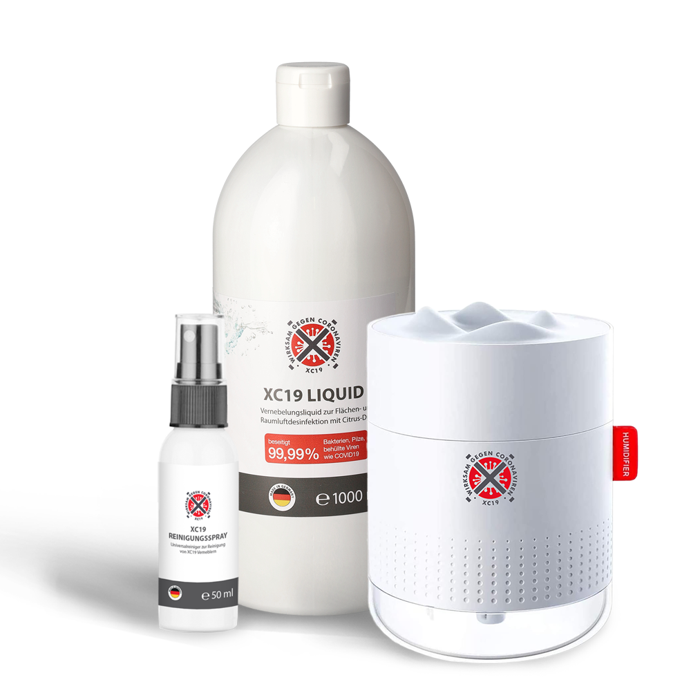 XC19 Paket XC19 Liquid 1L + XC19 Vernebler XC 500ml Weiß + XC19 Reinigungspray