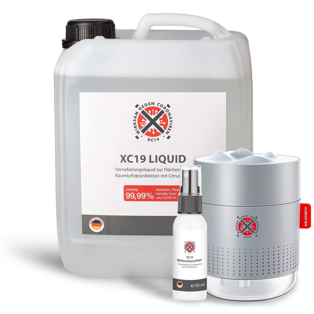 XC19 Paket XC19 Liquid 5L + XC19 Vernebler XC 500ml Grau + XC19 Reinigungspray